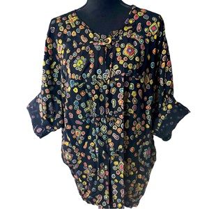 VTG Pier 1 Imports Passports Ethnic Hand-Painted Tunic Oversized Dolman …